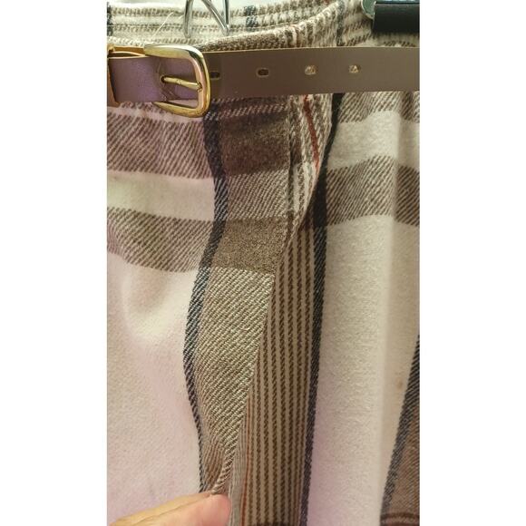 Vintage JBJ Tartan Plaid Wool Blend Skirt Size 12 Brown Cream Midi 80s 90s - Picture 6 of 10